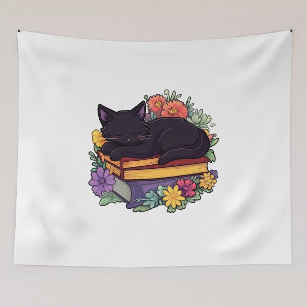 Item preview, Sleepy cat with books  designed and sold by xiao xuans.