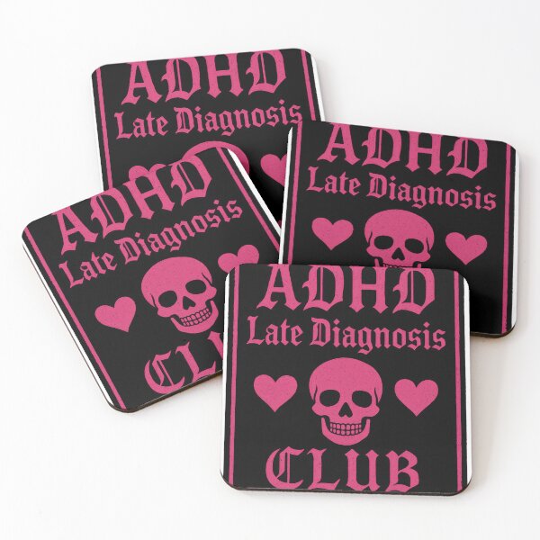 Item preview, Goth ADHD Late Diagnosis Club Skull Heart Design designed and sold by Trendy Sticker & Merch Collection - Express Yourself.