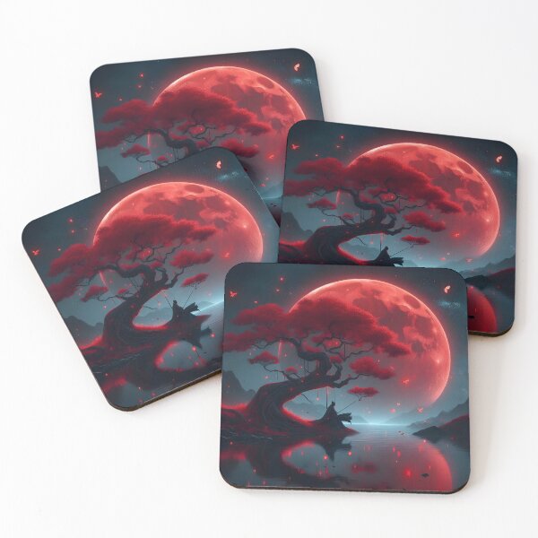 Item preview, Red moon with lake and tree designed and sold by Smoking_Animals .