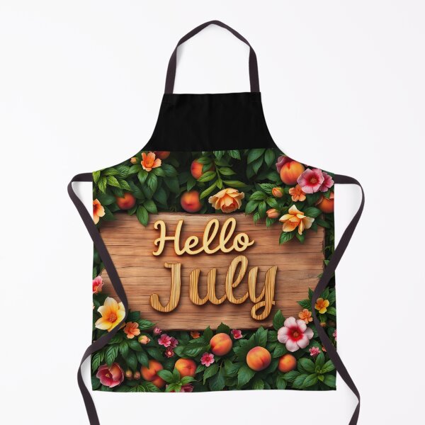 Item preview, Hello July – Wooden Sign with Peaches and Roses Journal Art designed and sold by EmeraldeaArt.