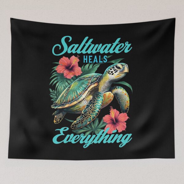 Item preview, Saltwater Heals Everything Sea Turtle Art designed and sold by JerdbordinShop.