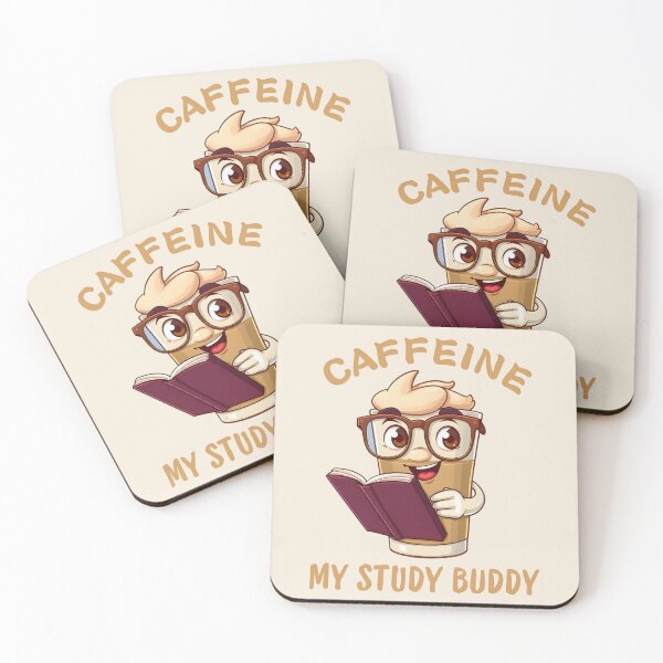 Item preview, Caffeine My Study Buddy - Cute Coffee Reading Cartoon designed and sold by Rocklights.