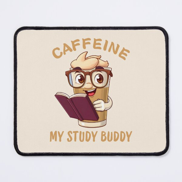 Item preview, Caffeine My Study Buddy - Cute Coffee Reading Cartoon designed and sold by Rocklights.