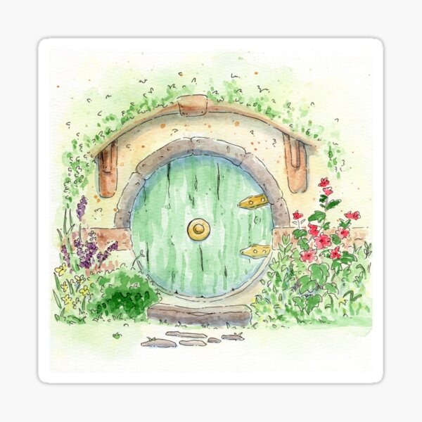 Item preview, Green Hobbit Door designed and sold by ThreeGoblinArt.