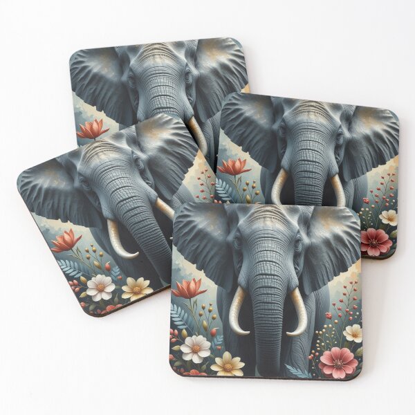 Item preview, Beautiful Floral Elephant Portrait  designed and sold by FlosArtPrintShop.