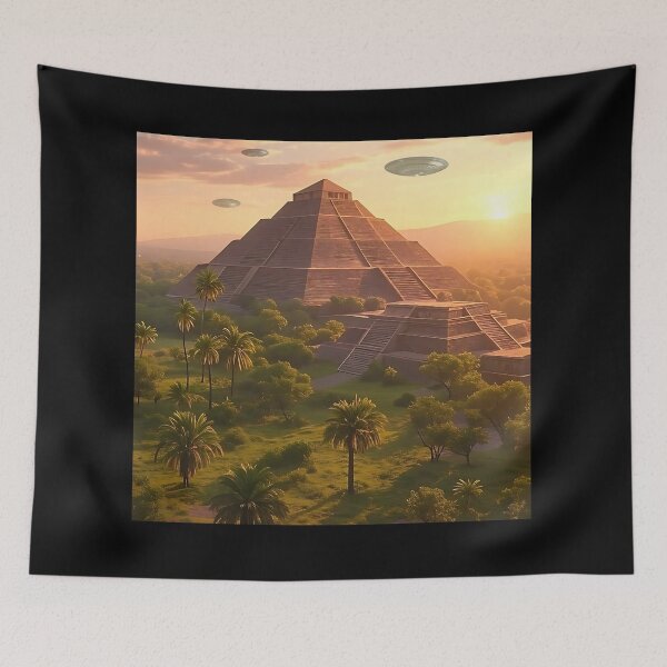 Item preview, FANTASY ART AZTECA PYRAMIDS WITH FEW UFOS VISITING THEM IN ANCIENT TIMES designed and sold by Jt41.