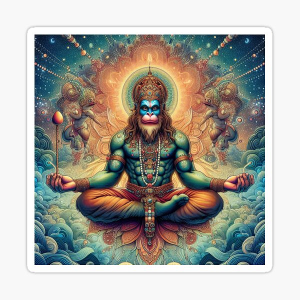 Item preview, Meditating Hanuman on a Cosmic Lotus designed and sold by myabstractart _RB.