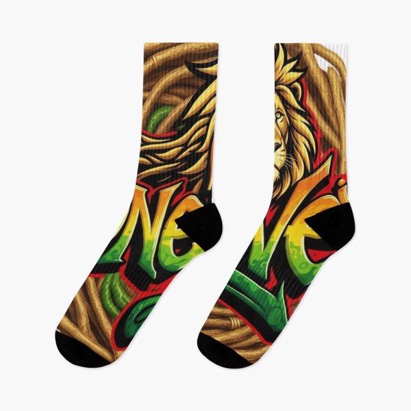 Item preview, One Love Lion Reggae Graffiti with Golden Dreadlocks designed and sold by montechabadart.