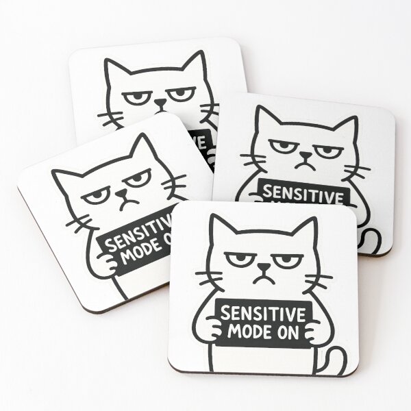 Item preview, Sensitive Mode On – Minimalist Cat Drawing for Introverts & Remote Workers designed and sold by JustMeditateIt.