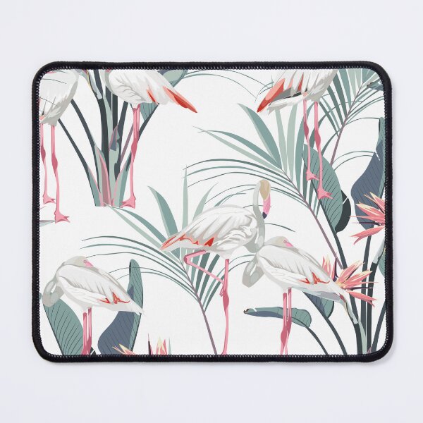Item preview, Seamless pattern with white flamingos and pink mint tropical strelitzia flowers with leaves. Simple design for fabric. designed and sold by MatyKotiv.