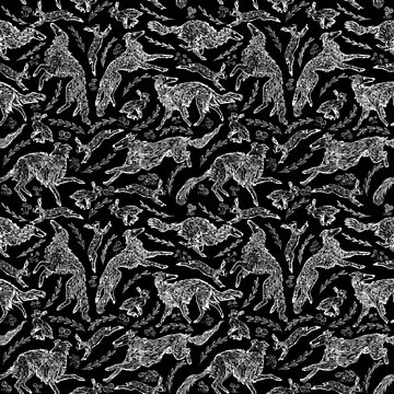 Artwork thumbnail, Hounds and Hares - Black On White Inverted by rutabagaprints