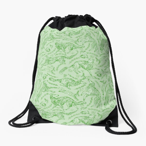 Vista previa del artículo con la obra «Sabuesos y liebres - Toile verde pálido», diseñado y vendido por rutabagaprints.
