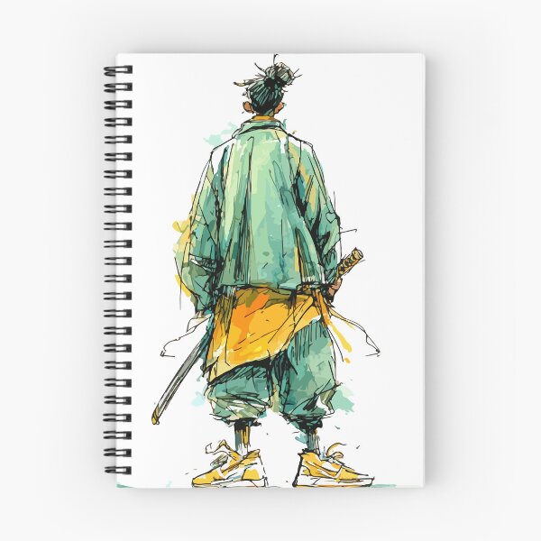 Item preview, Afro Samurai with Sneakers – Modern Urban Warrior Back View Sketch designed and sold by Moss and Moon Studio.