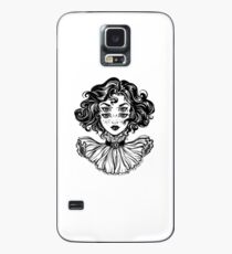 Funda/vinilo para Samsung Galaxy Retrato gótico de la cabeza de la muchacha de la bruja con el pelo rizado y cuatro ojos.