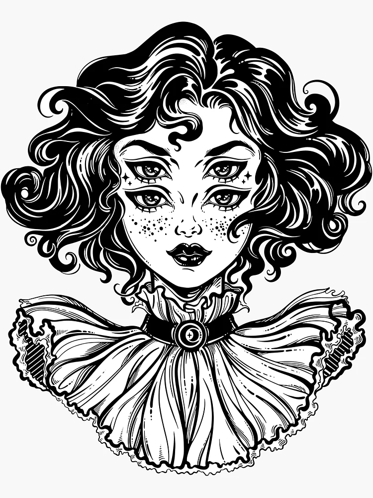 Halloween coloring set with beautiful witch girl Vector Image