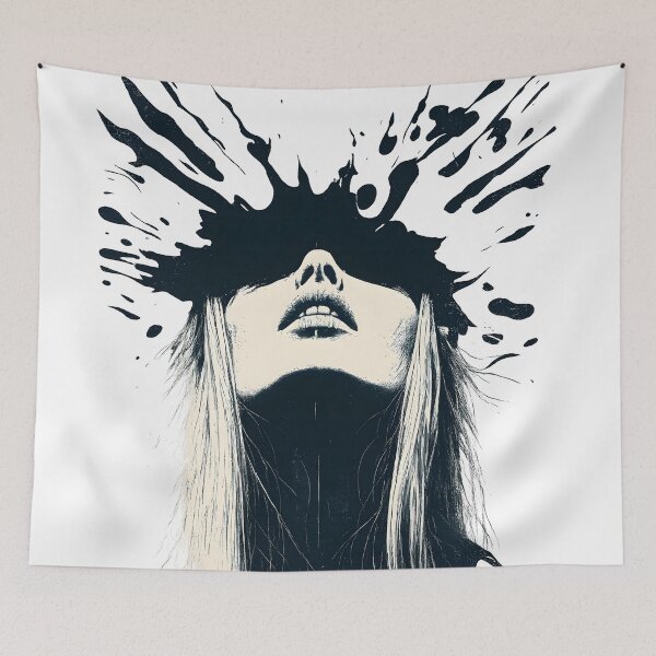 Item preview, Abstract Female Portrait with Black Ink Splash – Emotional Surreal Art designed and sold by Shoot-The-Moon.