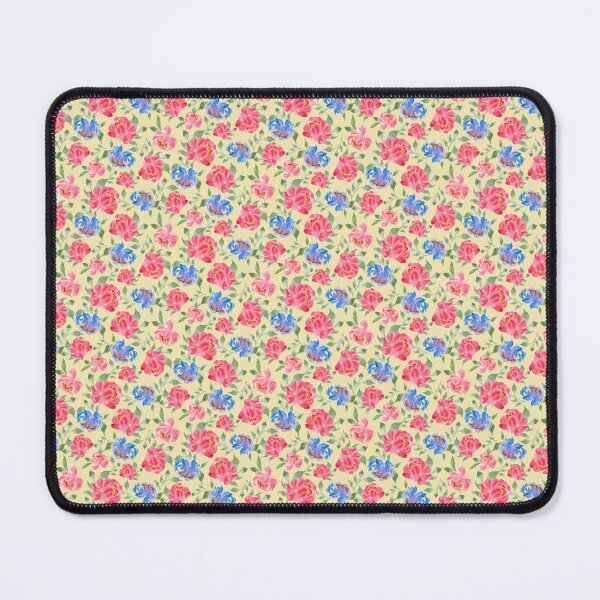 Item preview, Loose Watercolor Pink Peonies and Blue Peonies Butter Yellow designed and sold by JasmineGDesigns.