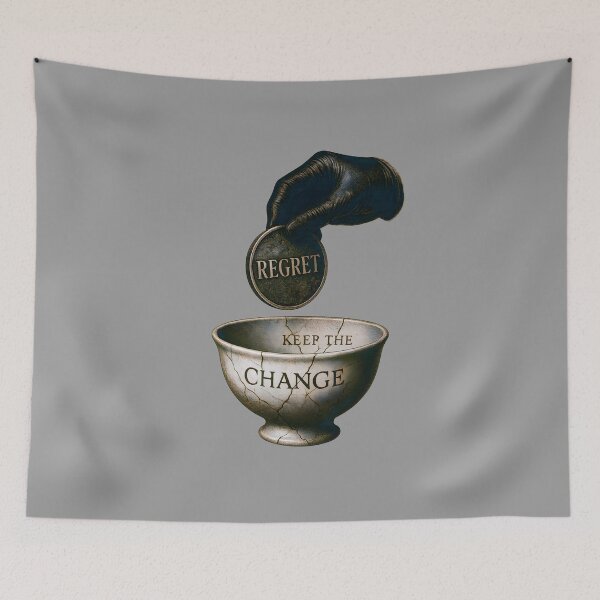 Item preview, Keep the Change Regret Coin Design – Dark Sarcastic Art with Cracked Bowl designed and sold by Shoot-The-Moon.