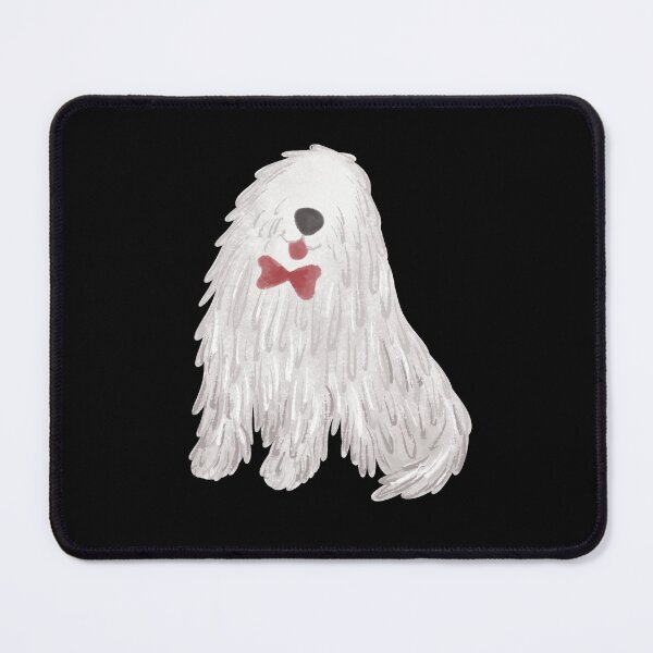 Item preview, Cute Shaggy White Dog with Red Bow Tie - Whimsical Pet Art designed and sold by nuteling.