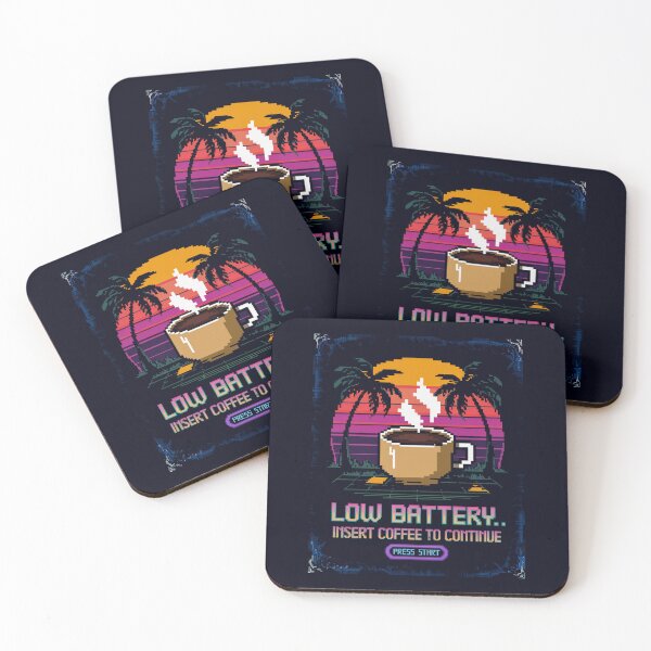 Item preview, Low Battery – Insert Coffee Retro Gamer Power-Up designed and sold by Taans-Creation.