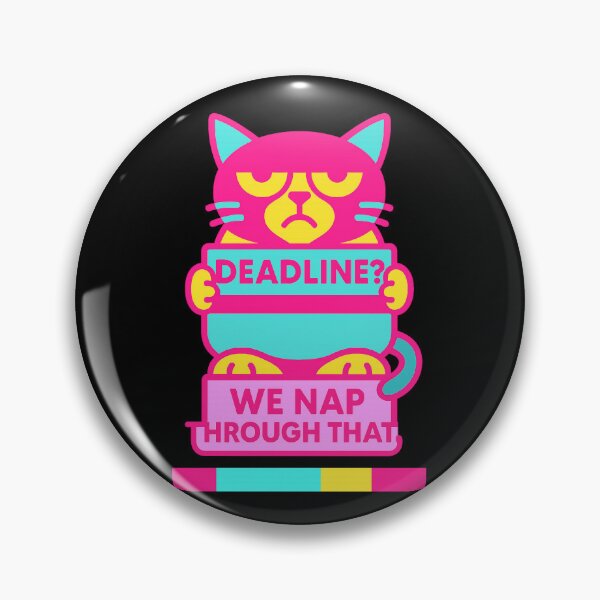 Item preview, Deadline? We Nap Through That – Neon Cartoon Cat Design for Burnt-Out Overthinkers designed and sold by JustMeditateIt.