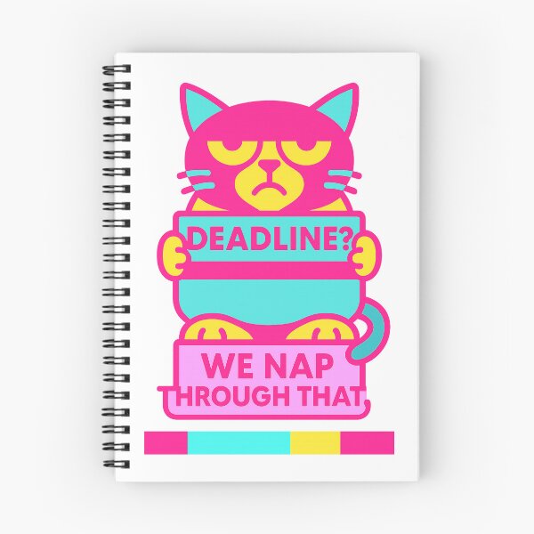Item preview, Deadline? We Nap Through That – Neon Cartoon Cat Design for Burnt-Out Overthinkers designed and sold by JustMeditateIt.