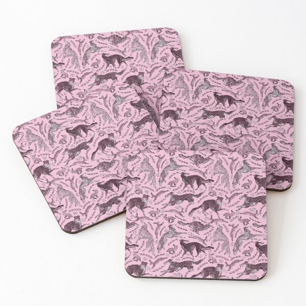 Item preview, Hounds and Hares - Shaded Rose Dogs on Pink Field designed and sold by rutabagaprints.
