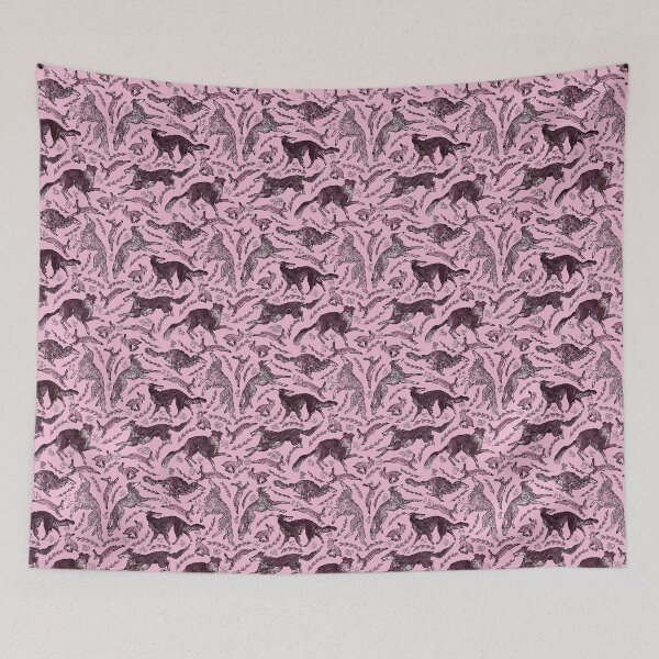Item preview, Hounds and Hares - Shaded Rose Dogs on Pink Field designed and sold by rutabagaprints.