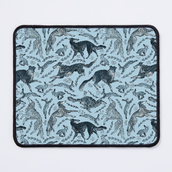 Item preview, Hounds and Hares - Shaded Blue Dogs on Pale Blue Field designed and sold by rutabagaprints.