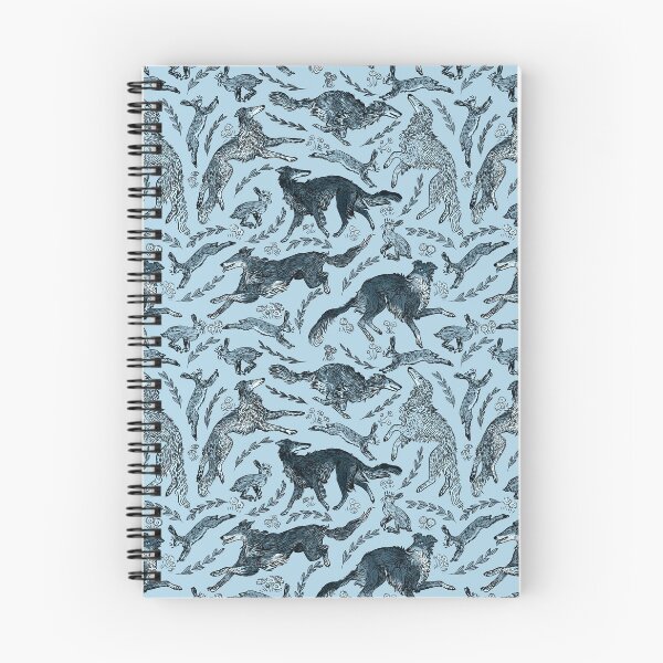 Item preview, Hounds and Hares - Shaded Blue Dogs on Pale Blue Field designed and sold by rutabagaprints.