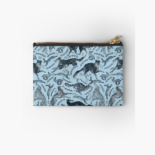 Item preview, Hounds and Hares - Shaded Blue Dogs on Pale Blue Field designed and sold by rutabagaprints.