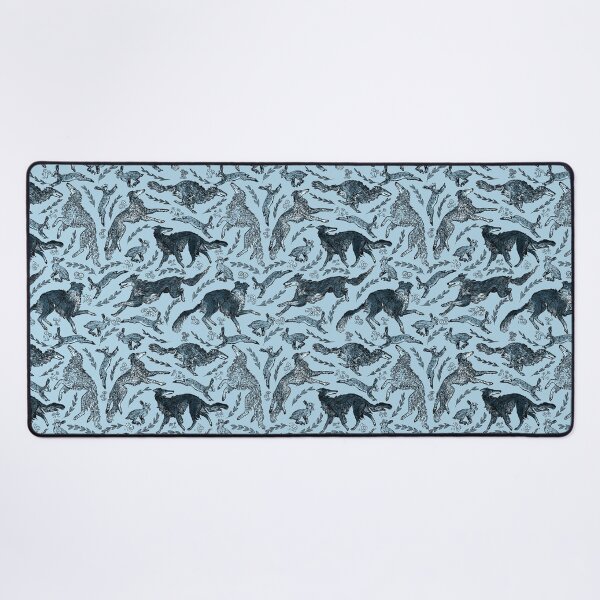 Item preview, Hounds and Hares - Shaded Blue Dogs on Pale Blue Field designed and sold by rutabagaprints.