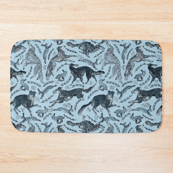 Item preview, Hounds and Hares - Shaded Blue Dogs on Pale Blue Field designed and sold by rutabagaprints.