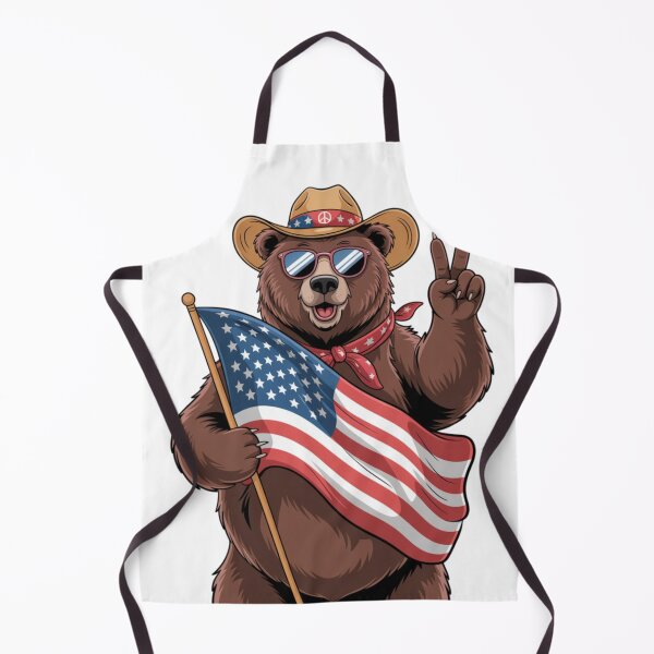 Item preview, Patriotic Peace Bear – Cowboy Bear with American Flag & Sunglasses designed and sold by Free Soul Designs.