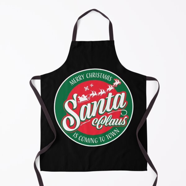 Item preview, Merry Christmas Santa Claus is coming to Town round badge logo with silhouette of Santa with flying reindeer and sleigh designed and sold by Jdawnink.