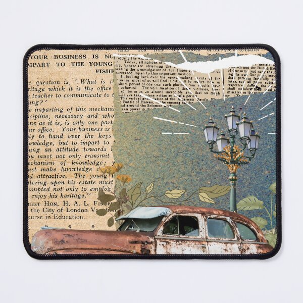 Item preview, Timeworn Tales – Vintage Car Collage with Retro Newspaper Aesthetic designed and sold by super611.