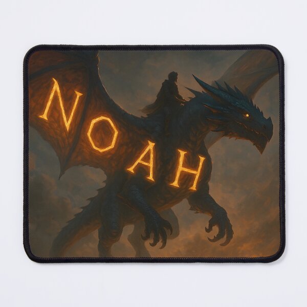 Item preview, Noah Dragon Rider Art – Glowing Rune Name on Dragon Wings Fantasy Design designed and sold by VoidBloom Studio.