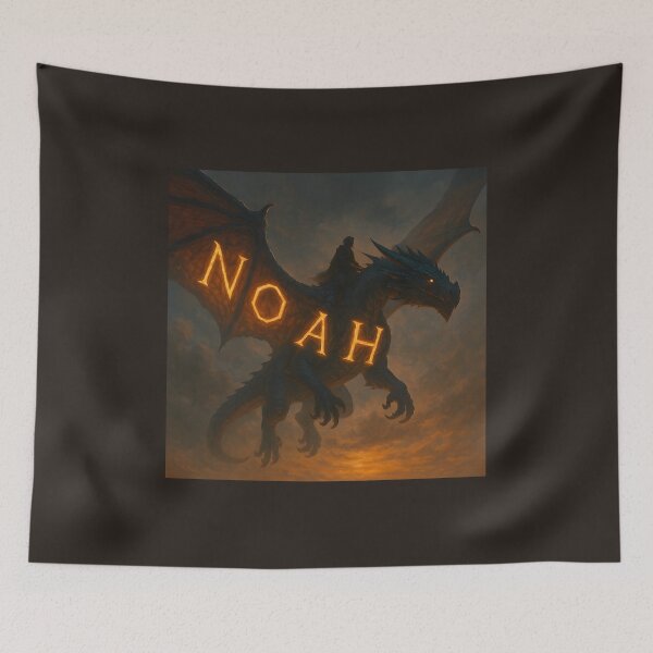 Item preview, Noah Dragon Rider Art – Glowing Rune Name on Dragon Wings Fantasy Design designed and sold by VoidBloom Studio.