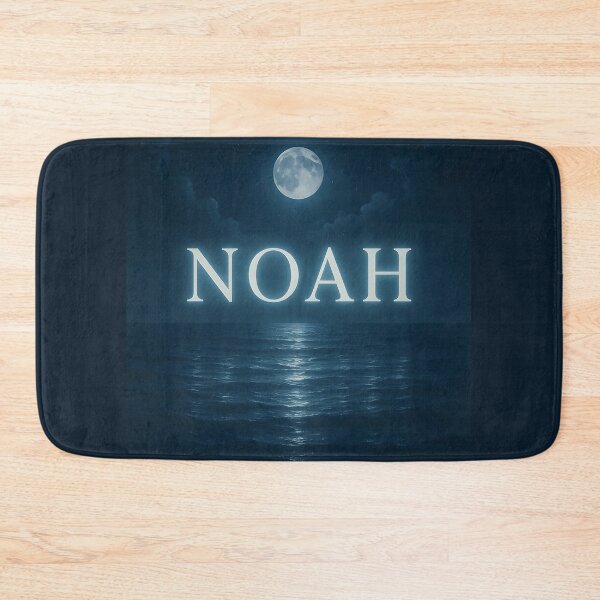Item preview, Noah Moonlit Ocean Art – Glowing Name with Reflections Over Calm Night Sea designed and sold by VoidBloom Studio.