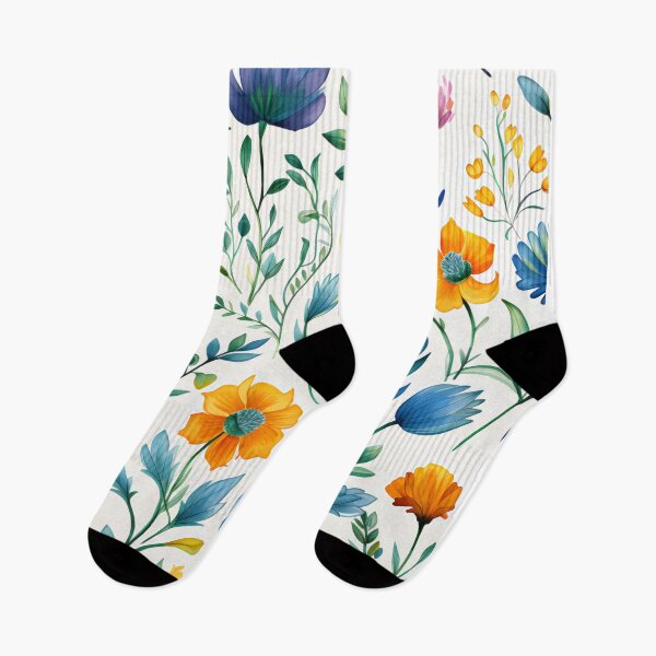 Artikelvorschau, Blumen Muster in kräftigen Farben orange blau entworfen und verkauft von LiskoDesign.