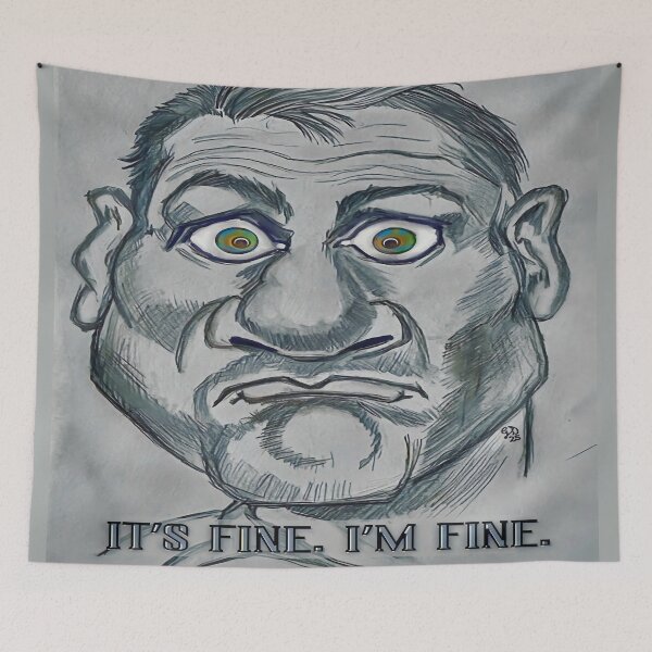Item preview, 99% Anxiety, 1% Denial Caricature designed and sold by gleefulme.