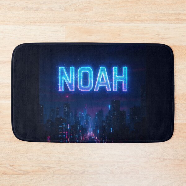 Item preview, Noah Cyberpunk Hologram – Futuristic Glowing Name Over Neon City Skyline designed and sold by VoidBloom Studio.
