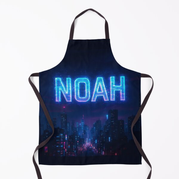 Item preview, Noah Cyberpunk Hologram – Futuristic Glowing Name Over Neon City Skyline designed and sold by VoidBloom Studio.