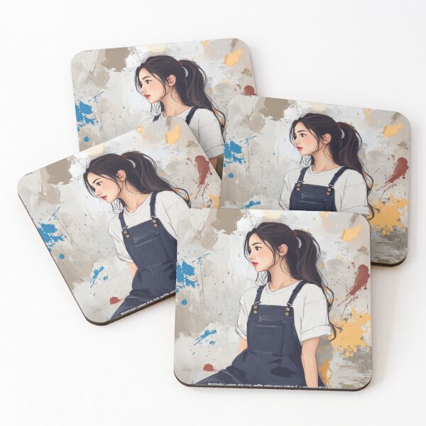 Item preview, Minimalist cartoon-style creative artist with overalls designed and sold by Inkora-Art.