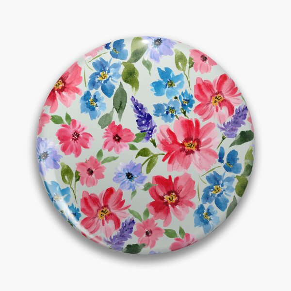 Item preview, Watercolor Red Blue Pink and Purple Vibrant Blooms Soft Light Green designed and sold by JasmineGDesigns.