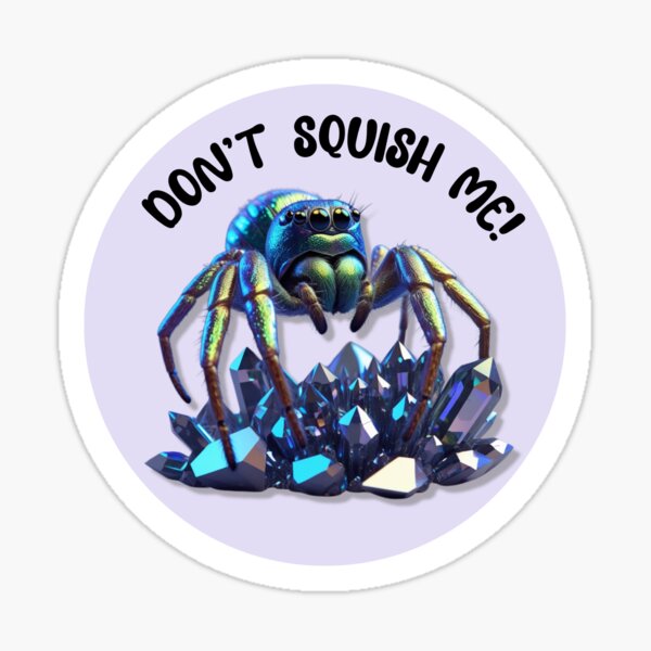 Item preview, Don’t Squish Me Jumping Spider on Crystals designed and sold by Dezzy Cooper.