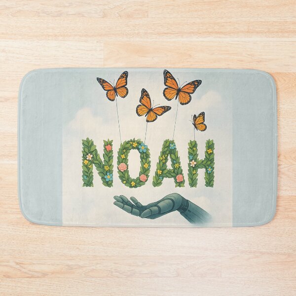 Item preview, Noah Butterfly Garden Art – Whimsical Name Lifted by Butterflies in Spring Sky designed and sold by VoidBloom Studio.