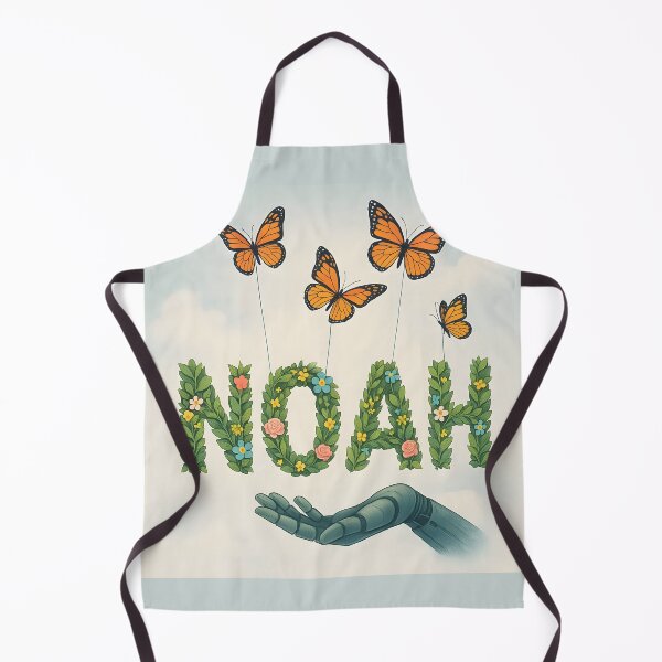 Item preview, Noah Butterfly Garden Art – Whimsical Name Lifted by Butterflies in Spring Sky designed and sold by VoidBloom Studio.
