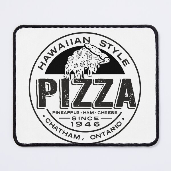 Item preview, Chatham Ontario Canada round Hawaiian Pizza logo style in white color designed and sold by Jdawnink.