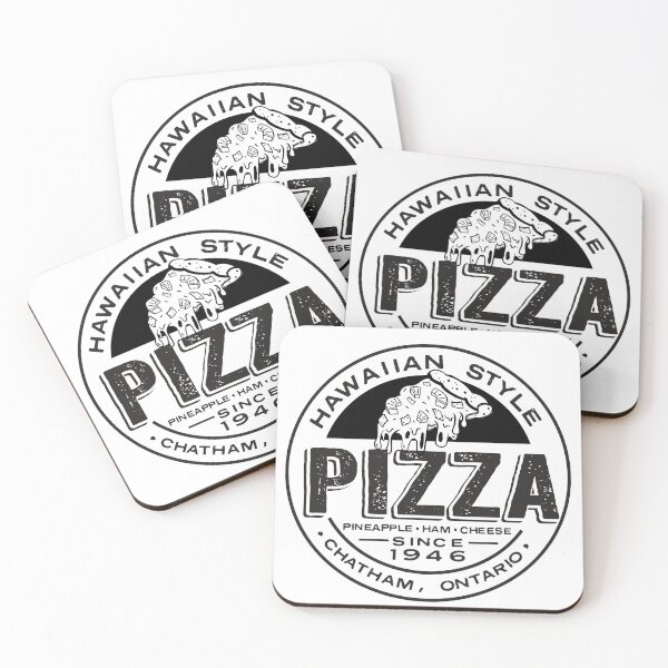 Item preview, Chatham Ontario Canada round Hawaiian Pizza logo style in white color designed and sold by Jdawnink.